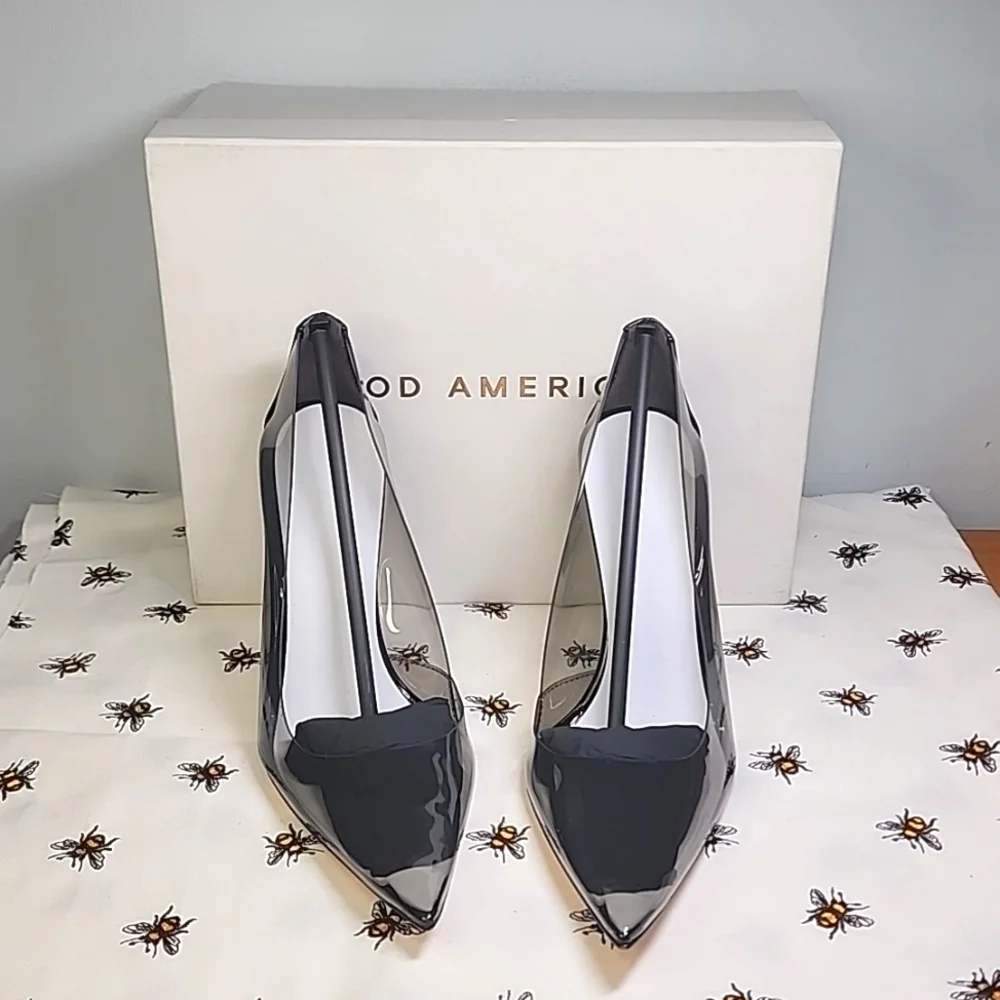 Good American Cinder-f*cking-rella Black Light Smoke Pumps